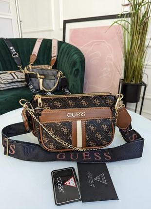 Сумка guess 2 в 1 клатч через плечо с линейной вставкой