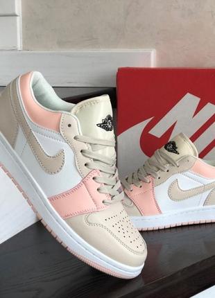 Кросівки nike air jordan 1 low white beige pink1 фото