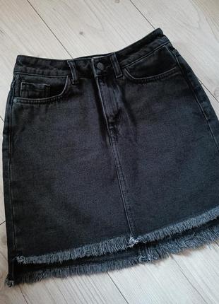 Джинсовая юбка высокая посадка графит new look denim5 фото