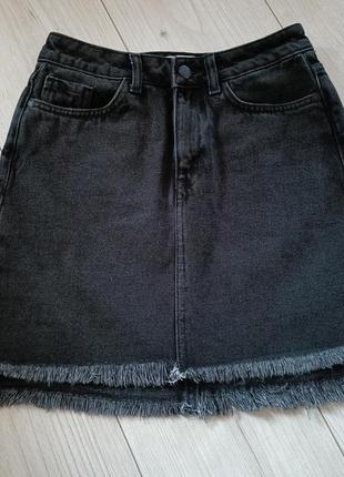 Джинсовая юбка высокая посадка графит new look denim2 фото