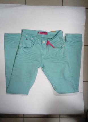 Джинсы, женские, подростковые, брюки, узкие, мятные, 1702 фото
