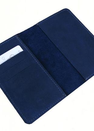 Обкладинка для паспорта gs шкіряна синя