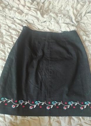 Коттоновая юбка, вышиванка, 44р3 фото