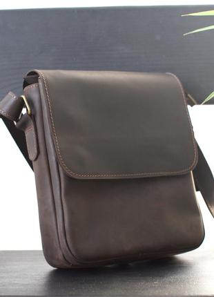 Сумка чоловіча шкіряна gs 2 відділу 23*20*7 см коричнева
