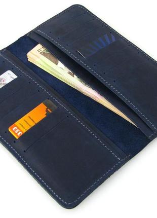 Тонкий женский купюрник gs кожаный синий