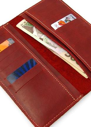 Тонкий женский купюрник gs кожаный красный