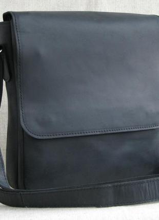 Сумка чоловіча шкіряна gs 2 відділи велика  27*24*7 см чорна