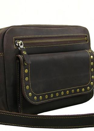 Жіноча шкіряна сумка через плече gs коричнева