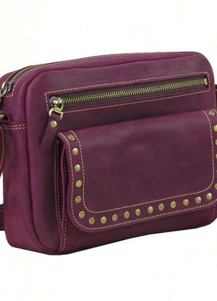 Женская кожаная сумка через плечо gs бордовая