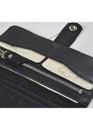 Мужской кожаный кошелек с монетницей на молнии gs чорный3 фото