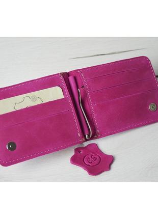 Кожаный кошелек с прижимом для купюр gs 12,5 * 8,5 см фуксия