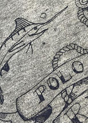 Меланжевая футболка с морским принтом polo ralph lauren5 фото