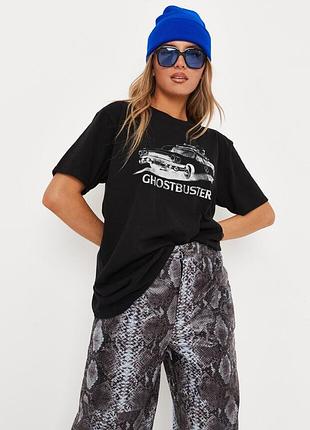 Черная хлопковая oversize футболка с принтом от missguided