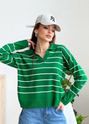 Модная трендовая женская комфортная стильная красивая удобная кофта кофточка качественная с рукавами свитер зеленый в полоску полоску3 фото