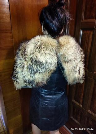 Пальто кожа натуральная и мех энот2 фото