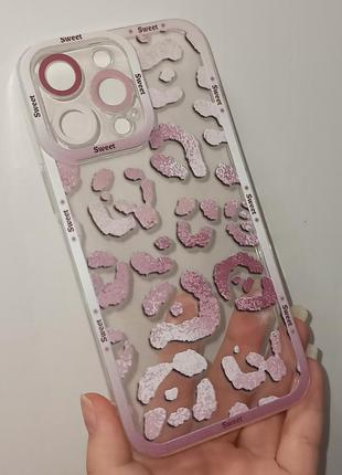 Чехол силиконовый прозрачный розовый на iphone 14 pro max, бампер силиконовый на айфон 14 про макс