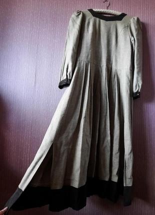 Дизайнерское эксклюзивное винтажное платье стариное платье, шерстяное лен creation atelier2 фото