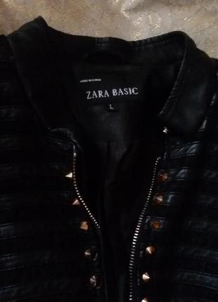 Стильная куртка из кожзама zara basic2 фото