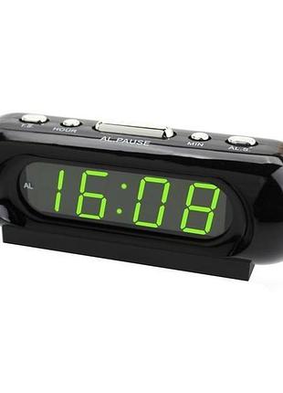 Електронний будильник caixing - vst-716 в розетку 220v + температура зелений