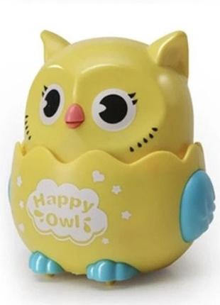 Іграшка інерційна, брязкальце щаслива сова, happy owl (yellow)