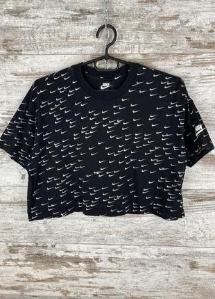 Женская укороченная футболка nike tempo swoosh pro combat dri fit топ лосины леггинсы капри тайтсы