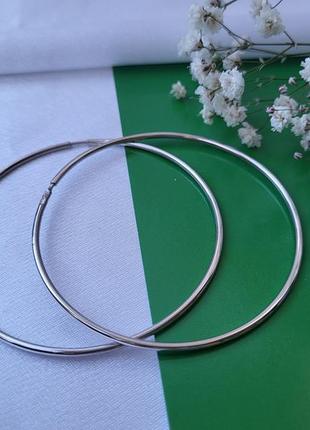 Серебряные сережки (пара) серьги кольца 65 мм серебро 925 пробы родированное 5006.5р 6.60г4 фото
