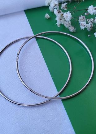 Серебряные сережки (пара) серьги кольца 65 мм серебро 925 пробы родированное 5006.5р 6.60г6 фото