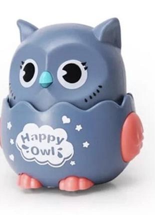 Іграшка інерційна, брязкальце щаслива сова, happy owl (lilac)