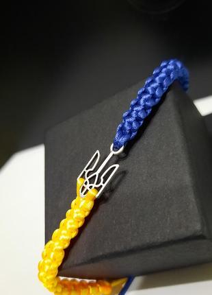 Браслет фенечка патриотический желто голубой с трезубом гербом украины