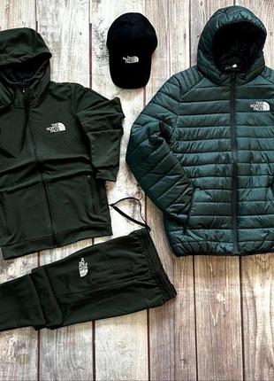 Комплект the north face все что на фото куртка + кофта + брюки + кепка8 фото