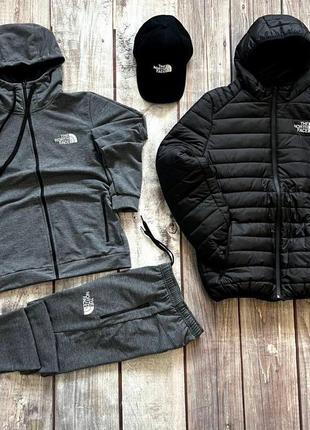 Комплект the north face все что на фото куртка + кофта + брюки + кепка