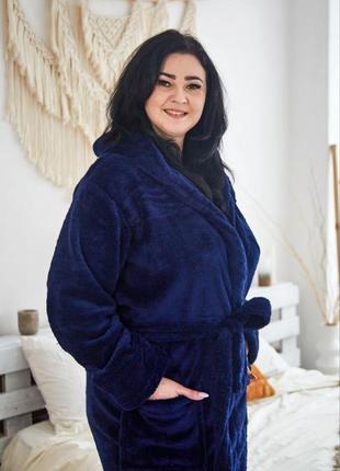 Махровый длинный халат большие размеры р.50-58