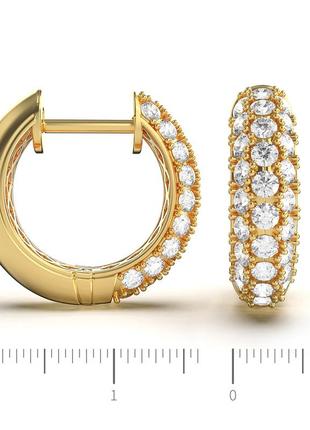 Золоті сережки кільця з діамантами 0,84 карат. червоне золото3 фото