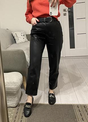 Штани шкіряні zara mom fit