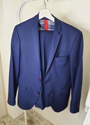 Костюм синий мужской типа zara. пиджак и брюки.5 фото