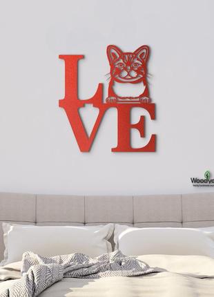 Декоративне панно з дерева. декор на стіну. love американська жорсткошерста кішка. 20 x 23 см7 фото