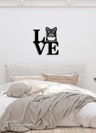 Декоративне панно з дерева. декор на стіну. love американська жорсткошерста кішка. 20 x 23 см5 фото