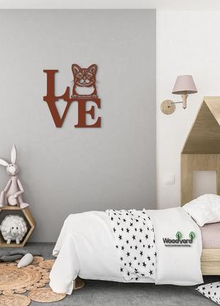 Декоративне панно з дерева. декор на стіну. love американська жорсткошерста кішка. 20 x 23 см6 фото