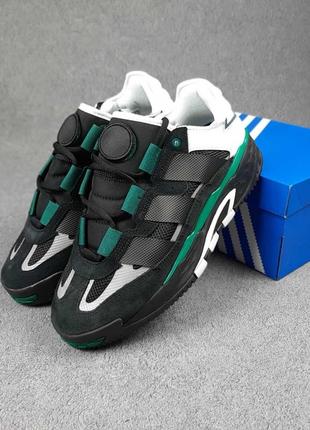 Кроссовки adidas niteball white black green