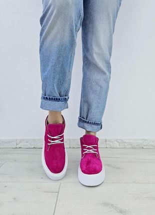 Суперовские замшевые женские ботинки hitop в наличии и под отшив деми / зима💙💛🏆2 фото