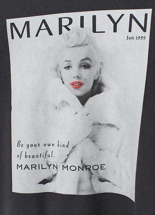 Світшот, кофта, сірий, мерлін монро, h&m 2