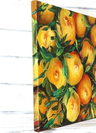 Картина маслом натюрморт з лимонами "соковиті лимони", 30х30 см5 фото
