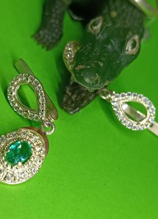 Комплект сережки и кольцо с турмалином3 фото