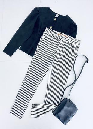 Джинси жіночі в смужку стрейчеві скіні білі чорна смуга штани стильні завужені слім-фіт1 фото