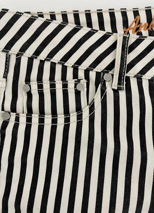 Джинси жіночі в смужку стрейчеві скіні білі чорна смуга штани стильні завужені слім-фіт5 фото
