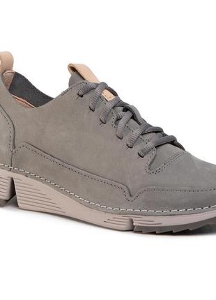 Шкіряні кросівки clarks tri spark grey1 фото