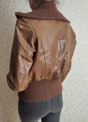 Вінтажна шкіряна куртка кожанка косуха коротка new look s2 фото