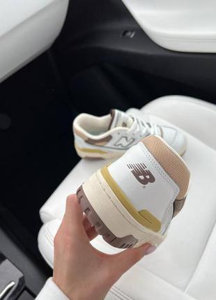 Женские кожаные кроссовки new balance 550. цвет белый с коричневым3 фото