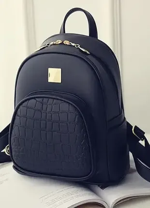 Модный женский городской рюкзак мини черный2 фото
