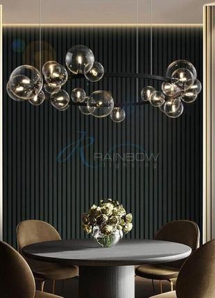 Люстра bubble круглая в черном корпусе 120см, на 24 плафона